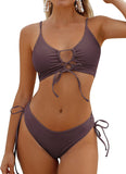 ZAFUL Women's Cheeky Bikini Set 2 Piece Sexy String High Cut Swimsuits Lace Up Tie Side Bathing Suits 2025