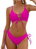 ZAFUL Women's Cheeky Bikini Set 2 Piece Sexy String High Cut Swimsuits Lace Up Tie Side Bathing Suits 2025