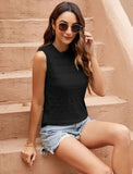 ZAFUL Womens Crochet Sweater Vest Summer Sleeveless Crew Neck Hollow Out Knit Tank Tops
