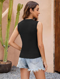 ZAFUL Womens Crochet Sweater Vest Summer Sleeveless Crew Neck Hollow Out Knit Tank Tops
