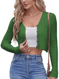ZAFUL Women's Cropped Bolero Long Sleeve Knit Cardigan V Neck Button Down Shurg for Dress