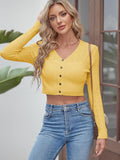 ZAFUL Women's Cropped Bolero Long Sleeve Knit Cardigan V Neck Button Down Shurg for Dress