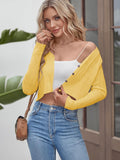 ZAFUL Women's Cropped Bolero Long Sleeve Knit Cardigan V Neck Button Down Shurg for Dress