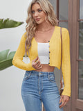 ZAFUL Women's Cropped Bolero Long Sleeve Knit Cardigan V Neck Button Down Shurg for Dress