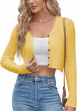 ZAFUL Women's Cropped Bolero Long Sleeve Knit Cardigan V Neck Button Down Shurg for Dress