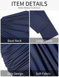 ZAFUL Womens Fall Long Sleeve Mini Dress Ruched Bodycon Dress Boat Neck Cocktail Party Club Short Tight Basic Dresses