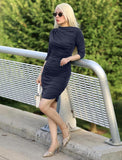 ZAFUL Womens Fall Long Sleeve Mini Dress Ruched Bodycon Dress Boat Neck Cocktail Party Club Short Tight Basic Dresses