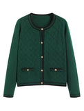 ZAFUL Women's Knit Cardigan Sweaters Fall Open Front Long Sleeve Crochet Knited Button Lightweight Cardigans Outerwear Coats