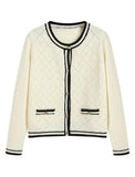 ZAFUL Women's Knit Cardigan Sweaters Fall Open Front Long Sleeve Crochet Knited Button Lightweight Cardigans Outerwear Coats