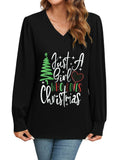 ZAFUL Women's Long Sleeve V-Neck Tunic Tops Halloween Cute Graphic Loose Casual Basic Blouse