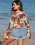 ZAFUL Women's Sheer Shrug Y2K Long Sleeve Cardigans 2024 Irregular Tie Front Bolera