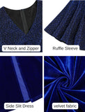 ZAFUL Women's Sparkly Glitter Cocktail Dress Half Sleeve Formal Wedding Guest Dresses V Neck Bodycon Party Evening Prom Dress