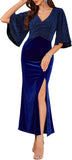 ZAFUL Women's Sparkly Glitter Cocktail Dress Half Sleeve Formal Wedding Guest Dresses V Neck Bodycon Party Evening Prom Dress