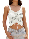 ZAFUL Womens Summer Halter Tops Striped Y2K Sleeveless Racerback Slim Fitted Stretchy Knit Cami Tank Tops