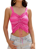 ZAFUL Womens Summer Halter Tops Striped Y2K Sleeveless Racerback Slim Fitted Stretchy Knit Cami Tank Tops