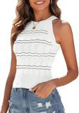 ZAFUL Womens Summer Halter Tops Striped Y2K Sleeveless Racerback Slim Fitted Stretchy Knit Cami Tank Tops