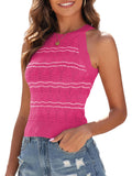 ZAFUL Womens Summer Halter Tops Striped Y2K Sleeveless Racerback Slim Fitted Stretchy Knit Cami Tank Tops