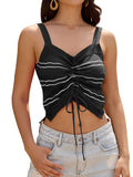 ZAFUL Womens Summer Halter Tops Striped Y2K Sleeveless Racerback Slim Fitted Stretchy Knit Cami Tank Tops
