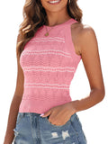 ZAFUL Womens Summer Halter Tops Striped Y2K Sleeveless Racerback Slim Fitted Stretchy Knit Cami Tank Tops