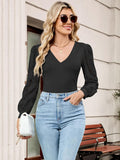 ZAFUL Womens Tops Cross Wrap Deep V Neck Long Sleeve Tops Fall Lace Sleeve Blouse Shirts 2025 Fashion Casual Top