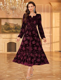 ZAFUL Womens Velvet Dresses Long Sleeve Cocktail Party Wedding Guest Dress