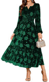 ZAFUL Womens Velvet Dresses Long Sleeve Cocktail Party Wedding Guest Dress