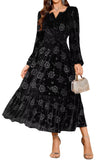 ZAFUL Womens Velvet Dresses Long Sleeve Cocktail Party Wedding Guest Dress