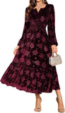 ZAFUL Womens Velvet Dresses Long Sleeve Cocktail Party Wedding Guest Dress