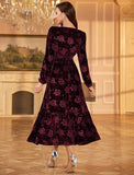 ZAFUL Womens Velvet Dresses Long Sleeve Cocktail Party Wedding Guest Dress