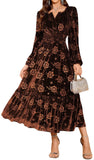 ZAFUL Womens Velvet Dresses Long Sleeve Cocktail Party Wedding Guest Dress