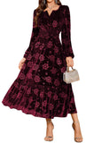 ZAFUL Womens Velvet Dresses Long Sleeve Cocktail Party Wedding Guest Dress