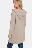 Zenana Hooded Open Front Sweater Cardigan