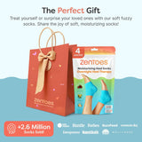 ZenToes Moisturizing Socks for Cracked Heel Treatment - Vitamin E, Olive Oil and Jojoba Oil Infused Heel Socks to Soften and Hydrate (Fuzzy Blue, Regular)