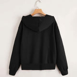 Zip Up Drop Shoulder Drawstring Hoodie