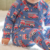 Blue Fire Truck Zipper Footie