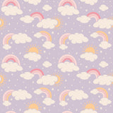 Lavender Rainbows and Clouds Zipper Footie
