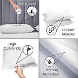 Zippered Waterproof Bed Bug/Dust Mite Fabric Pillow Covers