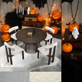 (1 Table with 4 Chairs)Wooden Dining Table Set, Modern Round MDF Kitchen Table and Boucle Upholstered Dining Chairs for Dining Room, Kitchen, Saving Space, Dark Brown
