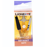 Lionesse Mini Manicure Set with Case - Portable Nail Care Kit for Travel & Home - Includes Scissors, Tweezers, & File