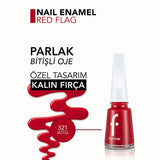 Flormar Nail Enamel - Long-Lasting, Nourishing Nail Polish with Magnesium & Calcium - Red Flag (321)
