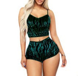 2022 Fashionable Xs Loungewear Pajama Sets Sleeveless Vest Shorts Velvet 2 Piece Lounge Wear Pajamas For Women Set