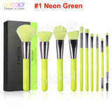 Docolor Makeup Brushes Neon Peach Makeup Brush Set 10 Pcs Premium Kabuki Foundation Blending Face Powder Eyeshadow Beauty Cosmetic Brushes