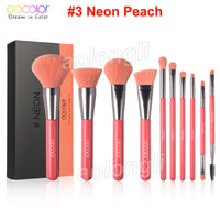 Docolor Makeup Brushes Neon Peach Makeup Brush Set 10 Pcs Premium Kabuki Foundation Blending Face Powder Eyeshadow Beauty Cosmetic Brushes