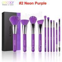 Docolor Makeup Brushes Neon Peach Makeup Brush Set 10 Pcs Premium Kabuki Foundation Blending Face Powder Eyeshadow Beauty Cosmetic Brushes